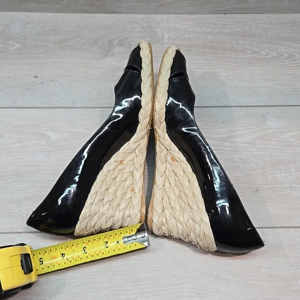 Stuart Weitzman Women Leather Espadrille Wedge Open Toe Sandals shoes sz 9.5M